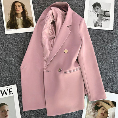 Dame Oversized Blazer Med Dobbeltradet Knaplukning – Elegant Skræddersyet Jakke Til Kontor, Business, Hverdagsbrug Og Smart Casual Stil