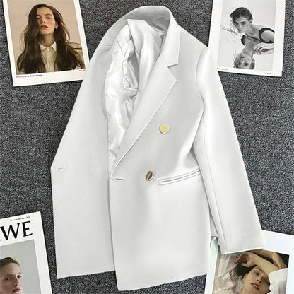 Dame Oversized Blazer Med Dobbeltradet Knaplukning – Elegant Skræddersyet Jakke Til Kontor, Business, Hverdagsbrug Og Smart Casual Stil