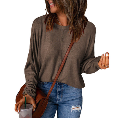Women's Loose-Fit Long-Sleeve Top with Seam Details - Soft Everyday Top with a Relaxed Fit for Everyday Wear and Layering
