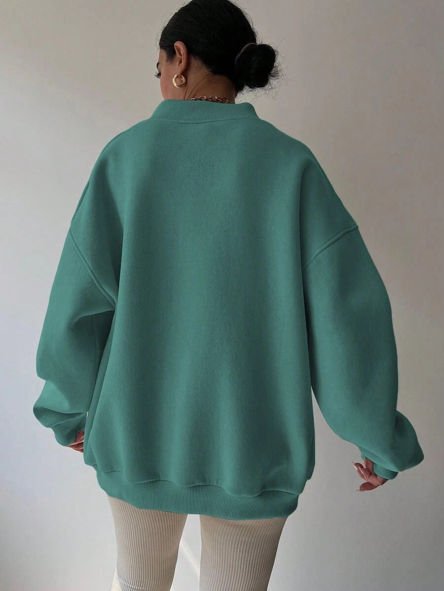 Sudadera oversize para mujer con cuello de pico y hombros caídos - pulóver informal para el día a día, el tiempo libre y un estilo moderno