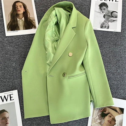 Dame Oversized Blazer Med Dobbeltradet Knaplukning – Elegant Skræddersyet Jakke Til Kontor, Business, Hverdagsbrug Og Smart Casual Stil