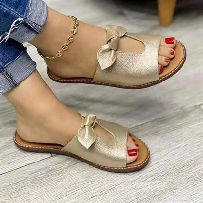 Kvinders Flade Slip-On Sandaler med Sløjfedetalje