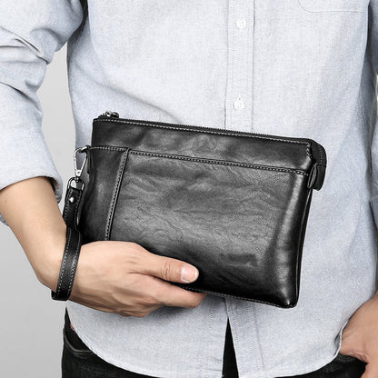 Men's Leather Clutch with Wrist Strap – Elegant Bag for Everyday Use, Work, Travel, and Smart-Casual Style