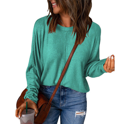 Women's Loose-Fit Long-Sleeve Top with Seam Details - Soft Everyday Top with a Relaxed Fit for Everyday Wear and Layering