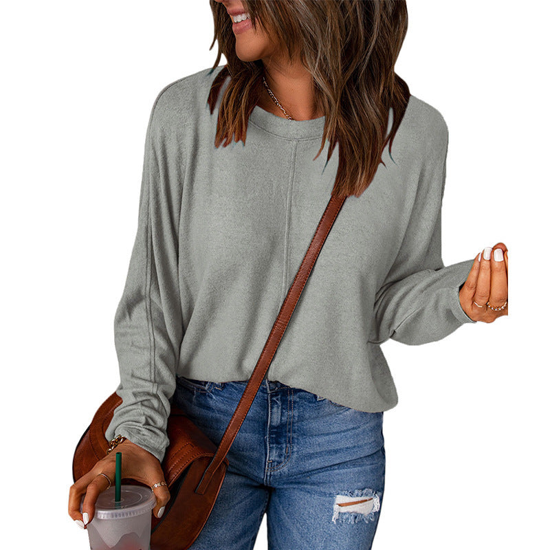 Women's Loose-Fit Long-Sleeve Top with Seam Details - Soft Everyday Top with a Relaxed Fit for Everyday Wear and Layering