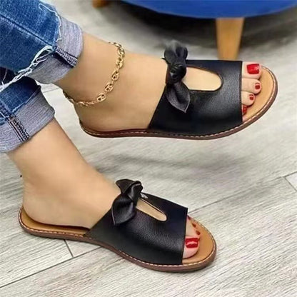 Kvinders Flade Slip-On Sandaler med Sløjfedetalje