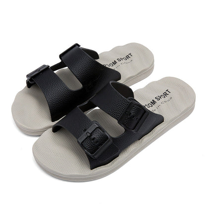 Sandale bărbătești tip șlapi, cu două catarame și talpă ergonomică – sandale antiderapante pentru plajă, vacanță, timp liber și utilizare zilnică