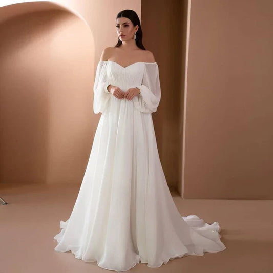 Dame Off-shoulder Maxikjole – Elegant Lang Kjole Til Bryllup, Fest, Aftenbrug Og Formelle Anledninger