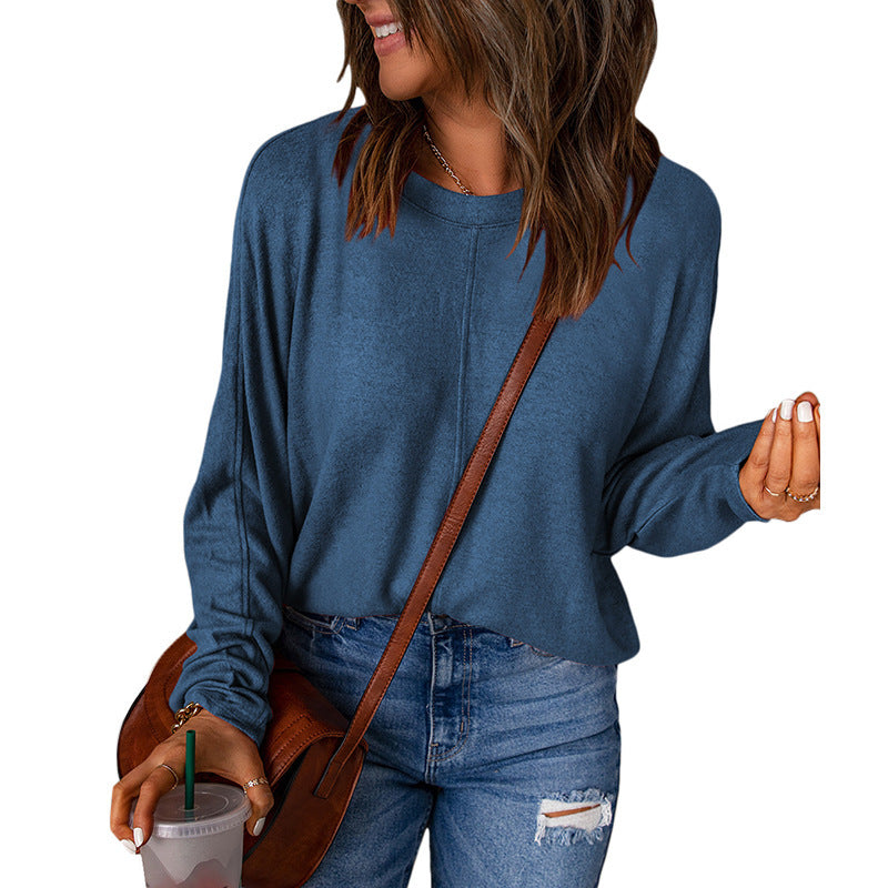 Women's Loose-Fit Long-Sleeve Top with Seam Details - Soft Everyday Top with a Relaxed Fit for Everyday Wear and Layering