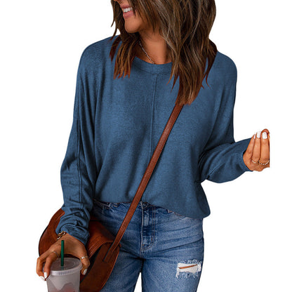 Women's Loose-Fit Long-Sleeve Top with Seam Details - Soft Everyday Top with a Relaxed Fit for Everyday Wear and Layering