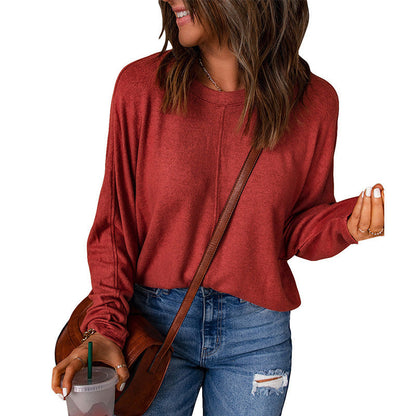 Women's Loose-Fit Long-Sleeve Top with Seam Details - Soft Everyday Top with a Relaxed Fit for Everyday Wear and Layering