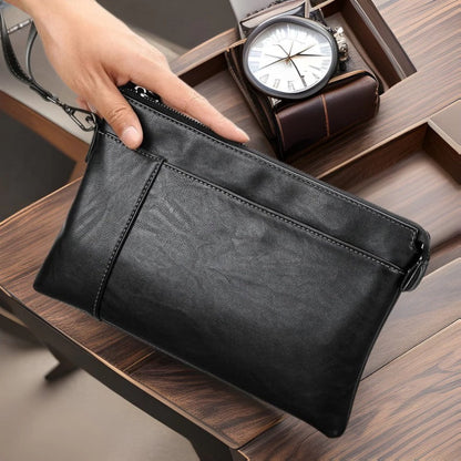 Men's Leather Clutch with Wrist Strap – Elegant Bag for Everyday Use, Work, Travel, and Smart-Casual Style