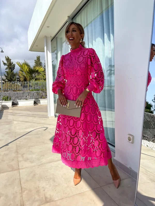 Dame Langærmet Aftenkjole – Elegant Kjole Til Sommerbryllup, Fest, Aftenbrug Og Særlige Anledninger