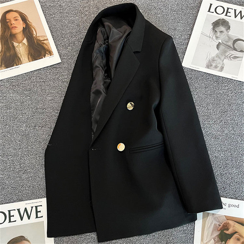 Dame Oversized Blazer Med Dobbeltradet Knaplukning – Elegant Skræddersyet Jakke Til Kontor, Business, Hverdagsbrug Og Smart Casual Stil