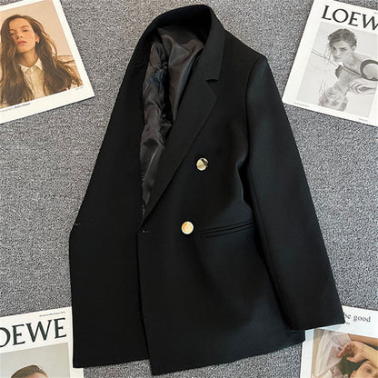 Dame Oversized Blazer Med Dobbeltradet Knaplukning – Elegant Skræddersyet Jakke Til Kontor, Business, Hverdagsbrug Og Smart Casual Stil