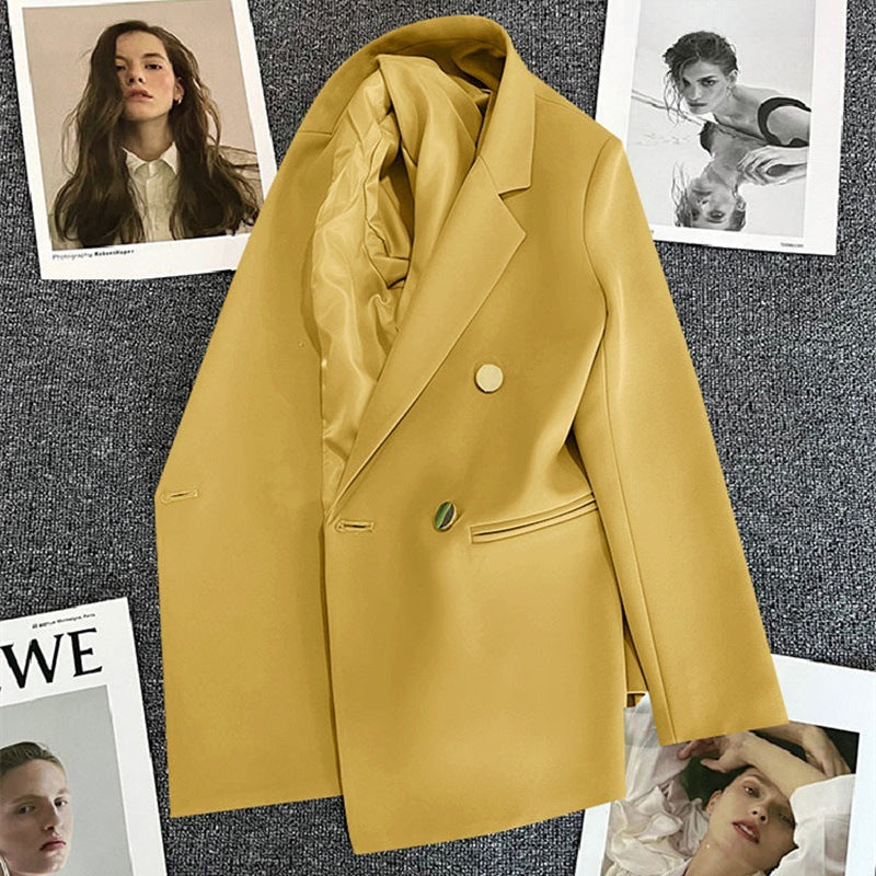 Dame Oversized Blazer Med Dobbeltradet Knaplukning – Elegant Skræddersyet Jakke Til Kontor, Business, Hverdagsbrug Og Smart Casual Stil
