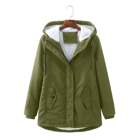 Women's winter jacket with lining and adjustable hood - warm outerwear for cold days, everyday wear, and outdoor use