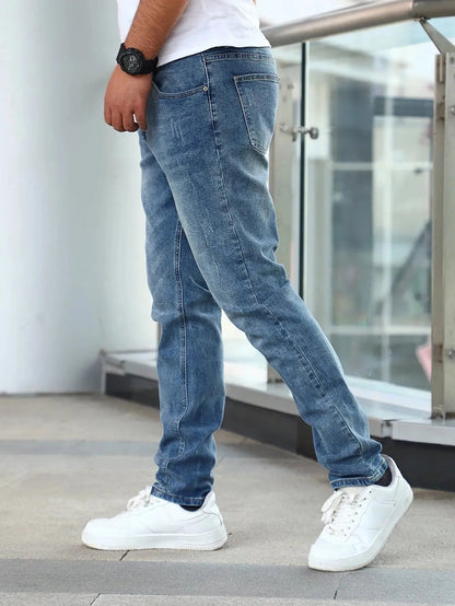 Pánské džíny slim fit z praného strečového denimu s tapered nohavicemi – stylové džíny na každý den, volný čas i casual styl