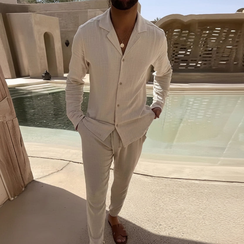Pánská 2dílná letní souprava – lehký a ležérní outfit na dovolenou, volný čas, běžné nošení a ve stylu smart casual