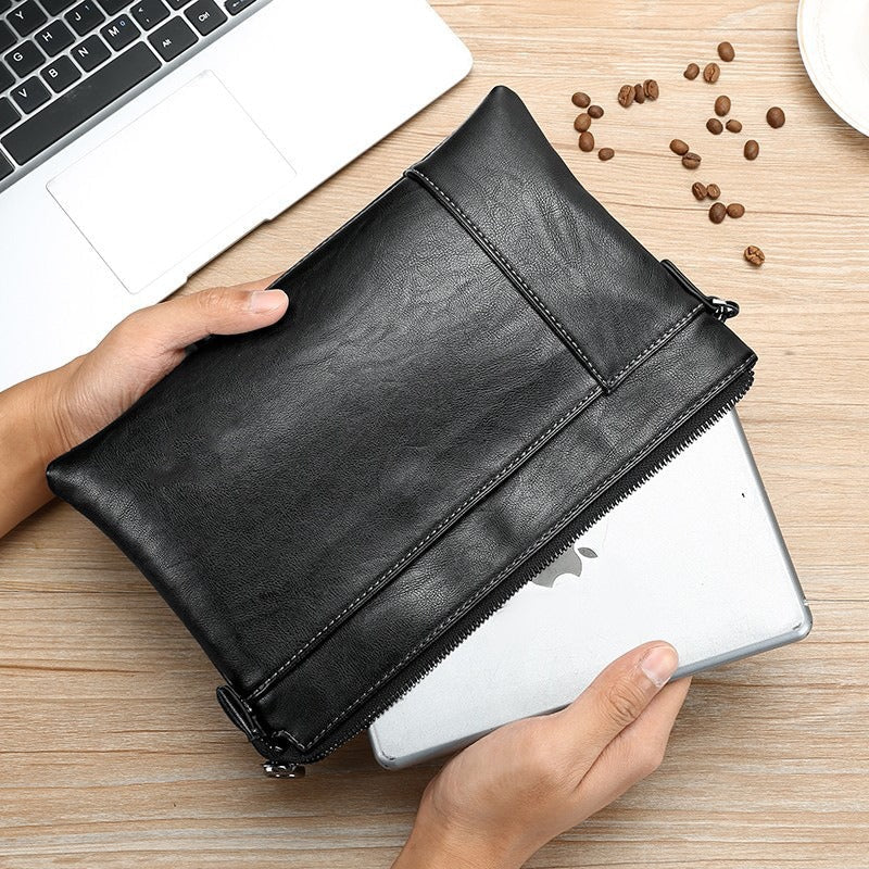 Men's Leather Clutch with Wrist Strap – Elegant Bag for Everyday Use, Work, Travel, and Smart-Casual Style