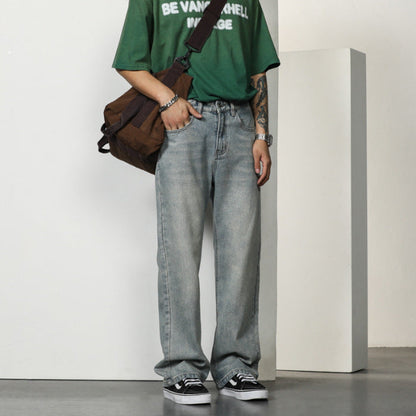 Jeans bootcut relajados para hombre de denim lavado de talle alto y pierna ancha - Vaqueros cómodos para el día a día, el tiempo libre y un estilo casual