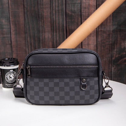 Herre Tekstureret Crossbody Messengertaske Med Ternede Paneler