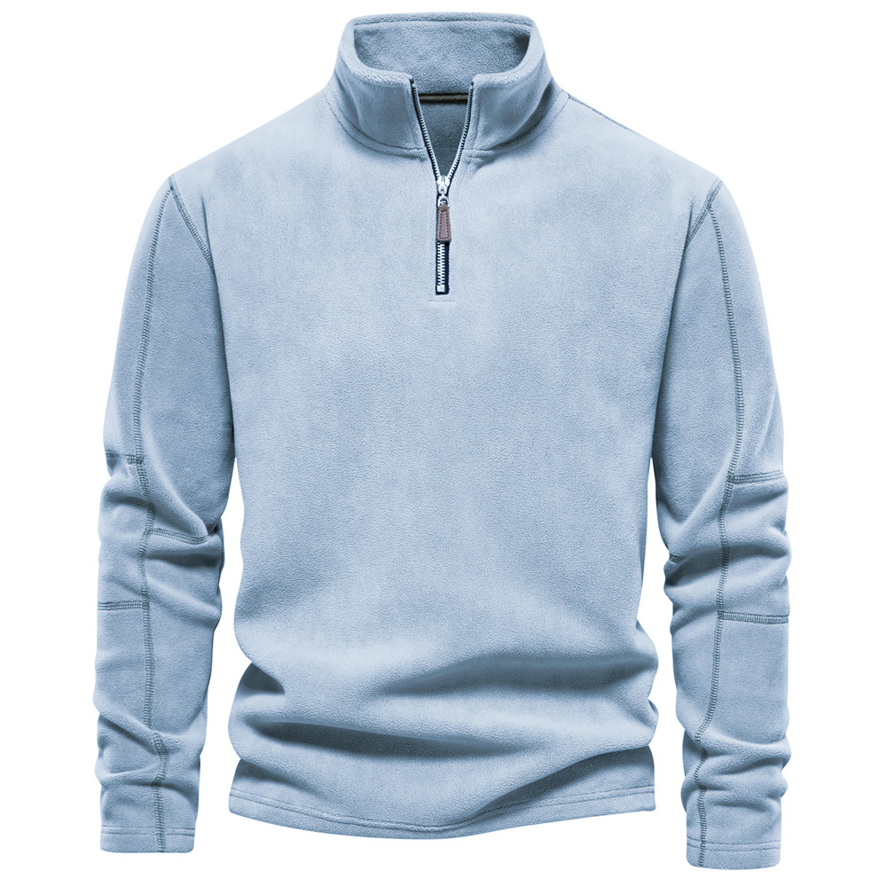 Herre Sweatshirt Med Kvart Lynlås – Varmt Lag Med Ståkrave Til Vinterens Fritid