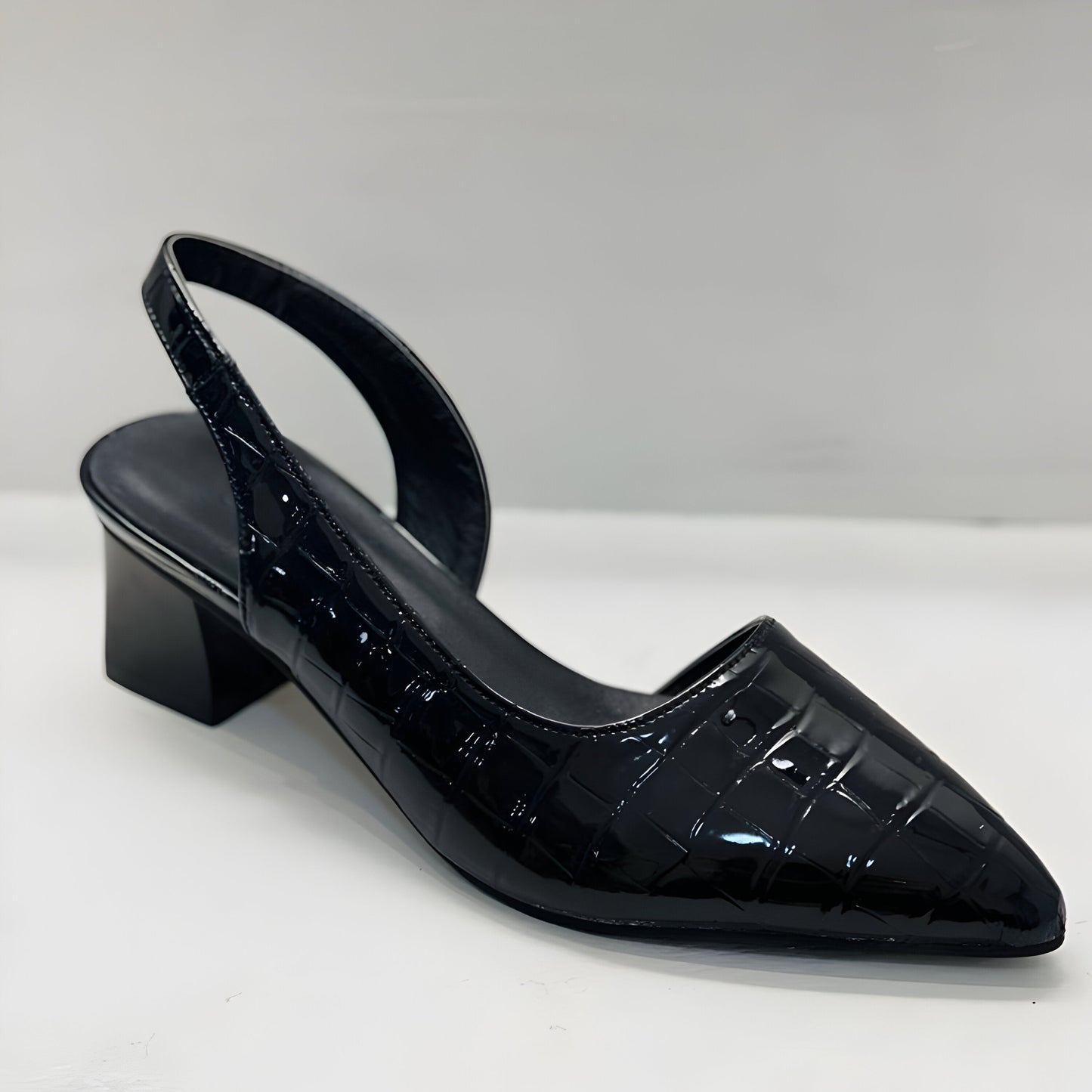 Dame Spidse Slingback Pumps – Sko Med Lav Blokhæl Til Kontor Og Arrangementer