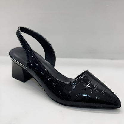 Dame Spidse Slingback Pumps – Sko Med Lav Blokhæl Til Kontor Og Arrangementer