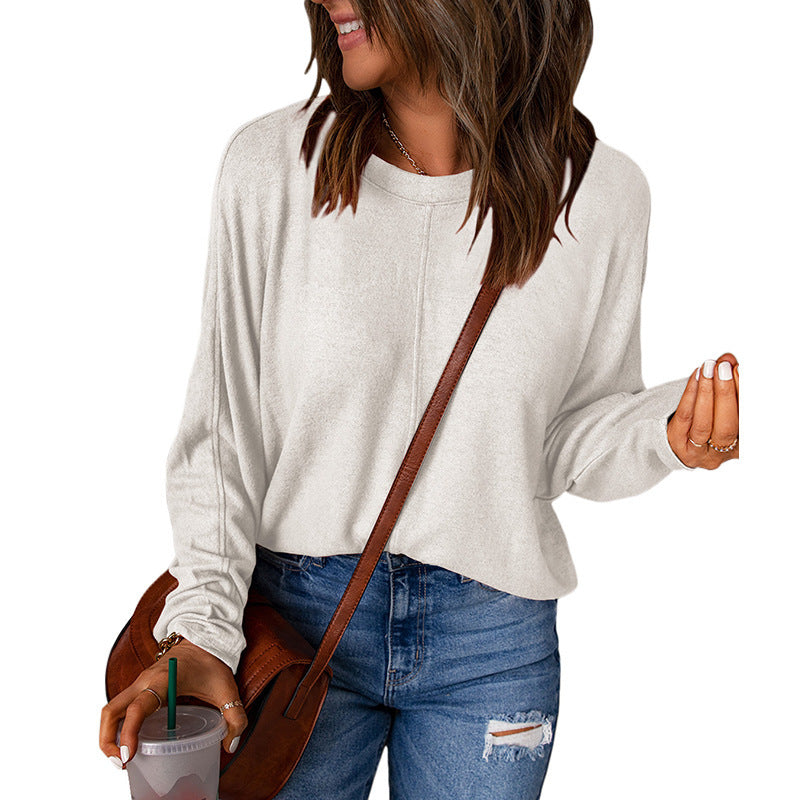 Women's Loose-Fit Long-Sleeve Top with Seam Details - Soft Everyday Top with a Relaxed Fit for Everyday Wear and Layering