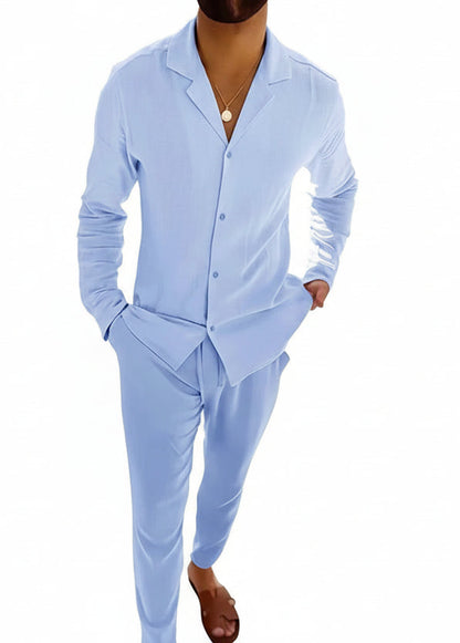 Pánská 2dílná letní souprava – lehký a ležérní outfit na dovolenou, volný čas, běžné nošení a ve stylu smart casual