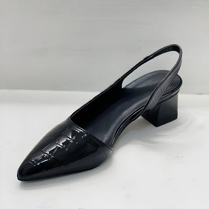 Dame Spidse Slingback Pumps – Sko Med Lav Blokhæl Til Kontor Og Arrangementer