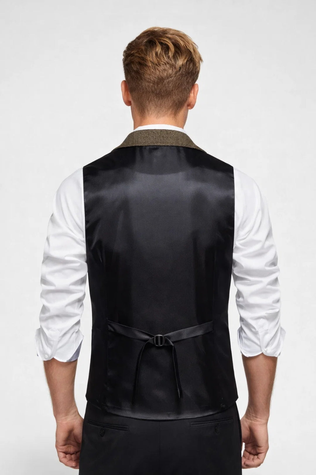 Men's Tailored Vest with Notched Collar and Chain Detail – Elegant Vest for Business, Parties, Weddings, and Formal Occasions