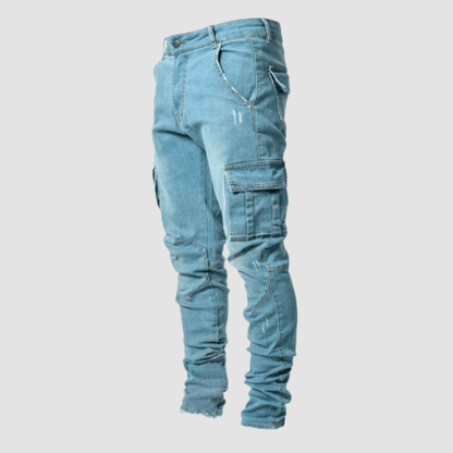 Herre Slim Fit Cargo Jeans Med Tapered Pasform – Moderne Jeans Til Streetwear, Fritid, Hverdagsbrug Og Smart Casual Stil