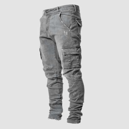 Herre Slim Fit Cargo Jeans Med Tapered Pasform – Moderne Jeans Til Streetwear, Fritid, Hverdagsbrug Og Smart Casual Stil