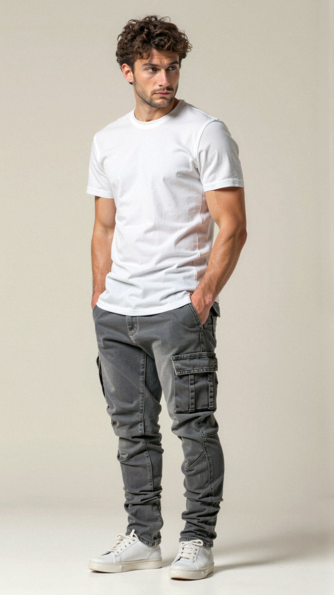 Herre Slim Fit Cargo Jeans Med Tapered Pasform – Moderne Jeans Til Streetwear, Fritid, Hverdagsbrug Og Smart Casual Stil