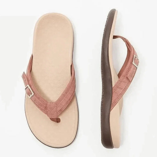 Damă sandale flip-flop reglabile, cu barete căptușite din material textil și cataramă – sandale plate de vară, cu talpă antiderapantă, pentru plajă, vacanță și sezonul estival
