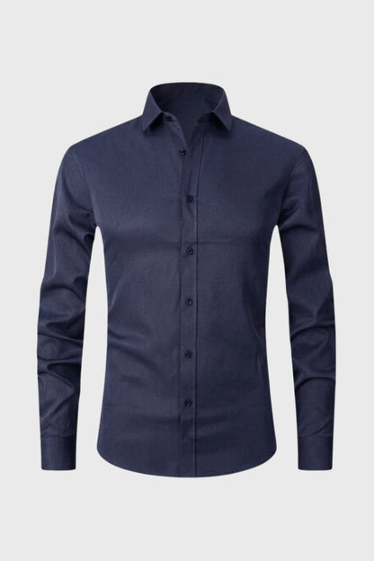 Herre Struktureret Skjorte Med Elegant Knaplukning – Klassisk Skjorte Til Kontor, Business, Hverdagsbrug Og Smart Casual Stil