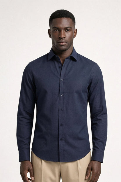 Herre Struktureret Skjorte Med Elegant Knaplukning – Klassisk Skjorte Til Kontor, Business, Hverdagsbrug Og Smart Casual Stil
