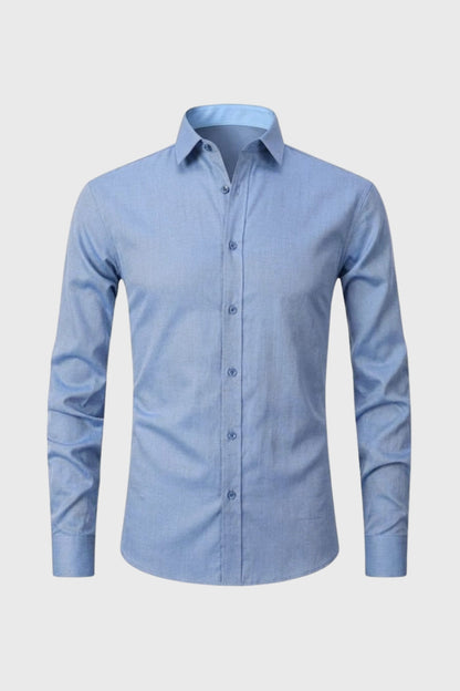 Herre Struktureret Skjorte Med Elegant Knaplukning – Klassisk Skjorte Til Kontor, Business, Hverdagsbrug Og Smart Casual Stil