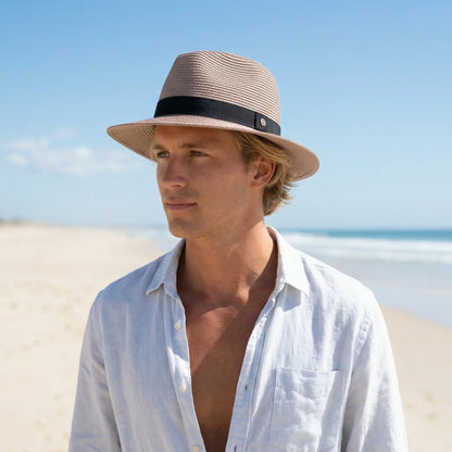 Men's Classic Fedora Sun Hat with Adjustable Fit – Stylish Summer Hat for Sunny Days, Vacation, the Beach, and Outdoor Use