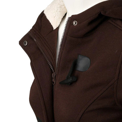 Chaqueta de invierno para mujer con capucha y cierre de botones de madera - Prenda de abrigo cálida para el otoño, los días fríos, el uso diario y el tiempo libre