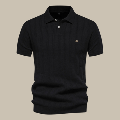 Herre Strikket Poloshirt Med Struktur – Kortærmet Smart Casual Sommerstil