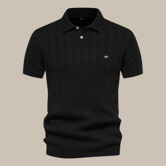 Men's Textured Knit Polo Shirt – Short-Sleeve Smart-Casual Summer Style