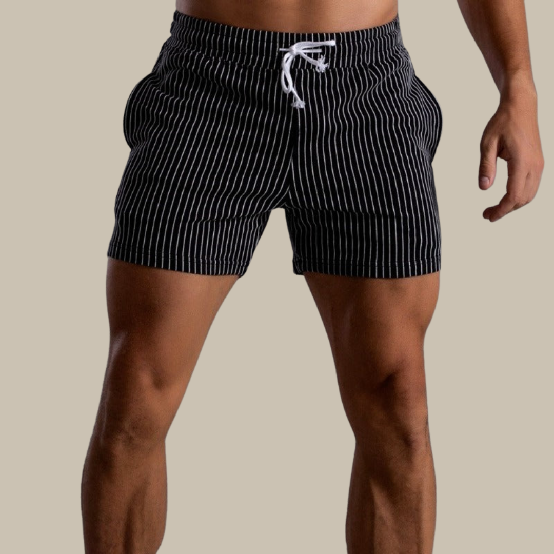Men’s Striped Summer Shorts with Elastic Waist and Drawstring – Lightweight, Comfortable Shorts for Beach Vacations, Travel, and Casual Everyday Wear
