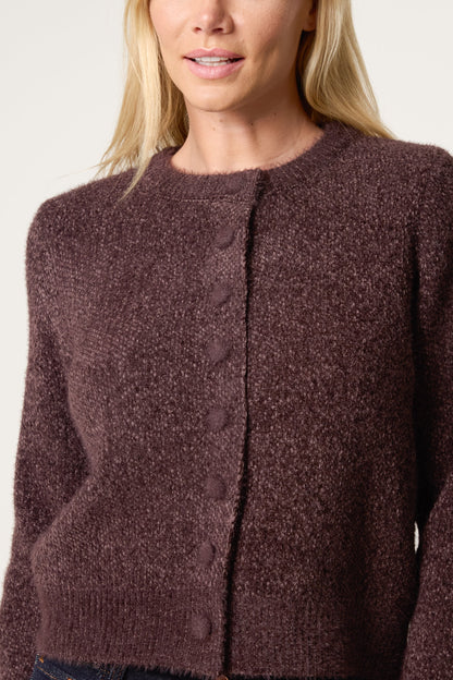 Women's Soft Knit Cardigan with Buttons, Crew Neck and Cropped Fit – Casual Top for Work, Everyday Wear and Transitional Seasons