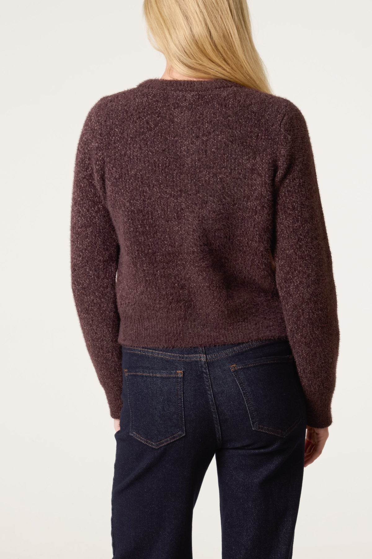 Women's Soft Knit Cardigan with Buttons, Crew Neck and Cropped Fit – Casual Top for Work, Everyday Wear and Transitional Seasons