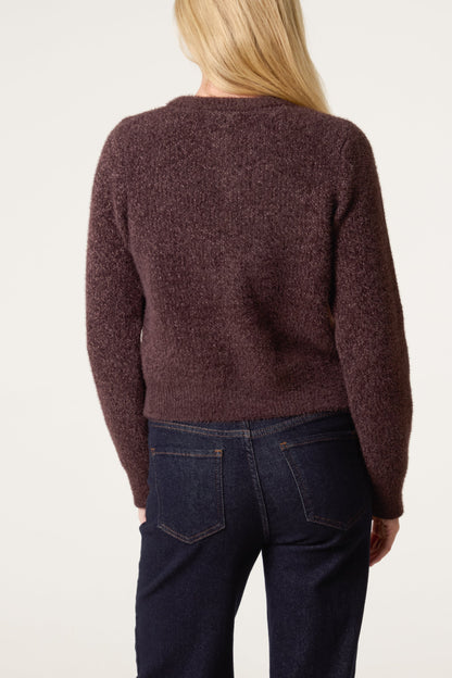 Women's Soft Knit Cardigan with Buttons, Crew Neck and Cropped Fit – Casual Top for Work, Everyday Wear and Transitional Seasons