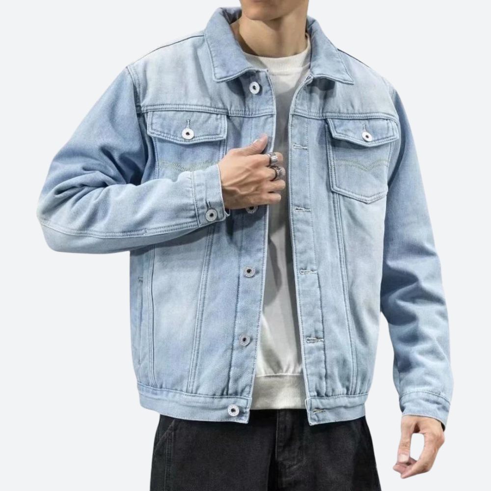 Męska kurtka dżinsowa – lekka, klasyczna kurtka na co dzień, na czas wolny, podróże i w stylu smart casual