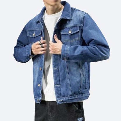 Męska kurtka dżinsowa – lekka, klasyczna kurtka na co dzień, na czas wolny, podróże i w stylu smart casual